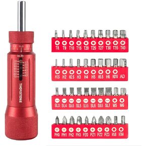 Thorstone 1/4'' Torque Screwdriver Wrench Set with 40 Interchangeable S2 Bits, 10-70 Inch Pounds lbs for Maintenance, Tool use, Bicycle Repair, and Mounting