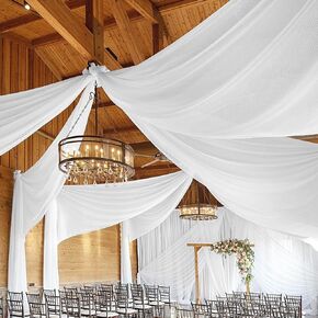 4 Panels White Ceiling Drapes for Wedding Ceiling Drapes 5ftx30ft Ceiling Draping Fabric Gauze Curtains Cheesecloth Drapery Draping Wedding Ceiling Decorations for Party Ceremony Stage Swag