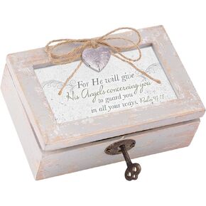 Cottage Garden He Will Give His Angels Petite Locket Distressed Natural Music Box Plays Amazing Grace