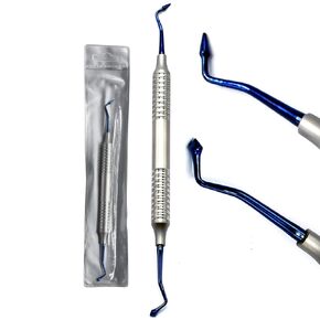 Dental Composite Posterior Burnisher Filling Instrument Duckhead for Posterior Placing, Packing and Contouring Composite Double Ended with Hollow Handle(Titanium Coated Blue)