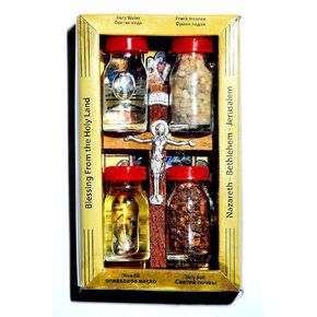 Home Blessing Kit Bottles & Cross From Holy Land Jerusalem