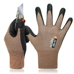 DEX FIT Level 5 Cut Resistant Gloves Cru553, 3D-Comfort Fit, Firm Grip, Thin & Lightweight, Touch-Screen Compatible, Durable, Breathable & Cool, Machine Washable; Black Grey L (9) 1 Pair
