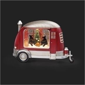 Roman Lighted Swirl Bear Camper by Fire Collectible Buildings, 8-inch Height, Christmas Decoration