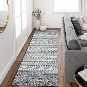 Moroccan 8x10 Area Rugs, Soft Non-Slip Black Rug for Living Room, Low-Pile Stain Resistant Dining Room Rug Indoor Carpet for Bedroom Living Rom Playroom Office