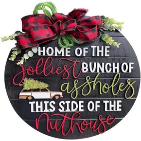 National Lampoon's Christmas Vacation Holiday Wooden Hanging Sign Door Wreath for Home Indoor Outdoor Decoration (A) 1