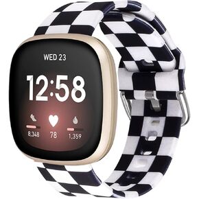 Watbro Bands Compatible with Marble Leopard Print Fitbit Sense/Versa 4 / Sense 2 /Versa 3 Bands Women,Cow Print Silicone Replacement Band for Fitbit Sense/Sense 2/ Versa 4/ Versa 3 Smartwatch