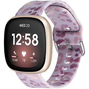 Watbro Bands Compatible with Marble Leopard Print Fitbit Sense/Versa 4 / Sense 2 /Versa 3 Bands Women,Cow Print Silicone Replacement Band for Fitbit Sense/Sense 2/ Versa 4/ Versa 3 Smartwatch