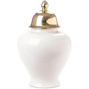 Black Ginger Jar with Gold Trim, Ginger Jar Vase Decor for Centerpiece Table Decorations,Living Room Decor, Shelf Decor,Home Décor,15"