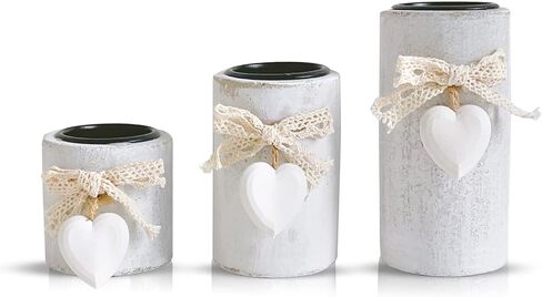 3 Pack Wood Farmhouse Votive Candle Holders,Tealight Candle Holder for Modern Rustic Farmhouse Decor,Washwihte Wooden Christmas Ornaments in Saudi Arabia