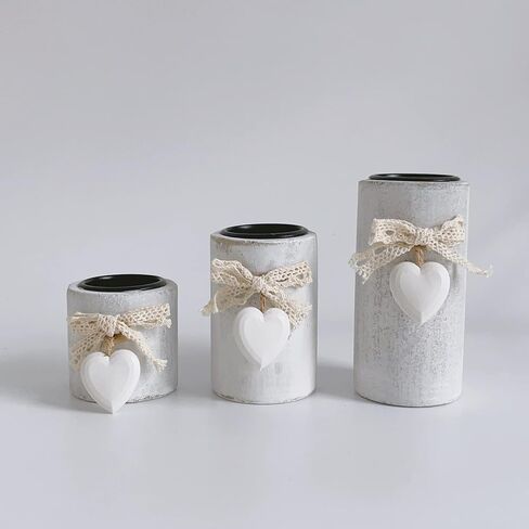 3 Pack Wood Farmhouse Votive Candle Holders,Tealight Candle Holder for Modern Rustic Farmhouse Decor,Washwihte Wooden Christmas Ornaments in Saudi Arabia