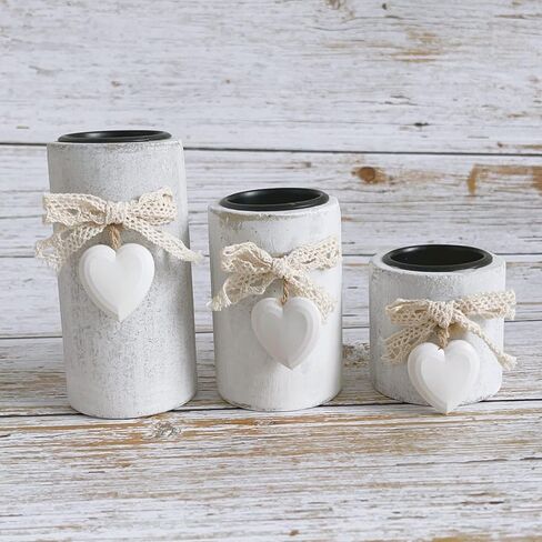 3 Pack Wood Farmhouse Votive Candle Holders,Tealight Candle Holder for Modern Rustic Farmhouse Decor,Washwihte Wooden Christmas Ornaments in Saudi Arabia
