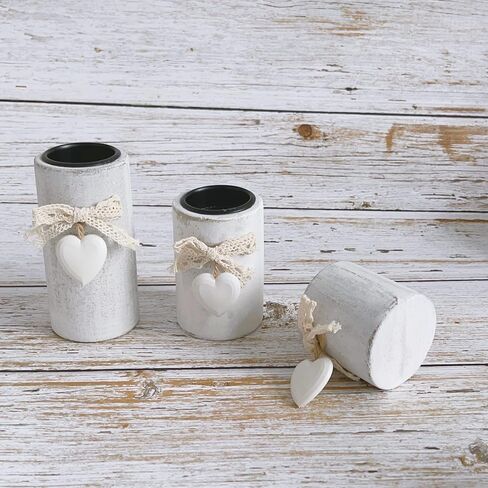 3 Pack Wood Farmhouse Votive Candle Holders,Tealight Candle Holder for Modern Rustic Farmhouse Decor,Washwihte Wooden Christmas Ornaments in Saudi Arabia