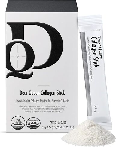 Dear Queen Collagen Stick (60 Sticks, 60 Days) - Low-Molecular Fish Collagen Peptides Powder | Korean Inner Beauty Supplement for Skin, Hair, Nails. Biotin, Vitamin C. in Kuwait