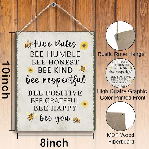 ملهمة النحل أنت خلية قواعد معلقة علامات خشبية 8x10، ديكور جدار النحل، علامة النحل، ديكور النحل في الهواء الطلق، ديكور النحل حديقة خمر، تحفيزية النحل تحت عنوان هدايا ديكور المنزل لمحبي النحل in Kuwait