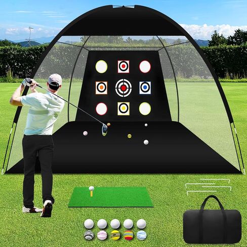 Golf Practice Net,10x7ft Golf Hitting Nets for Backyard Driving,Golf Chipping Swing with Targets /1 Golf Mat/10 Golf Balls/1 Golf Bag - Golf Accessories for Men Indoor Outdoor Home Sports Game in Kuwait
