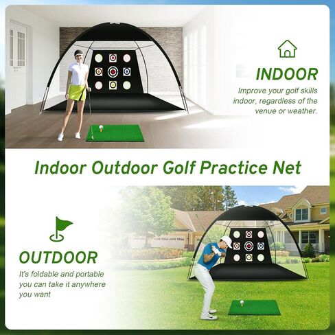 Golf Practice Net,10x7ft Golf Hitting Nets for Backyard Driving,Golf Chipping Swing with Targets /1 Golf Mat/10 Golf Balls/1 Golf Bag - Golf Accessories for Men Indoor Outdoor Home Sports Game in Kuwait