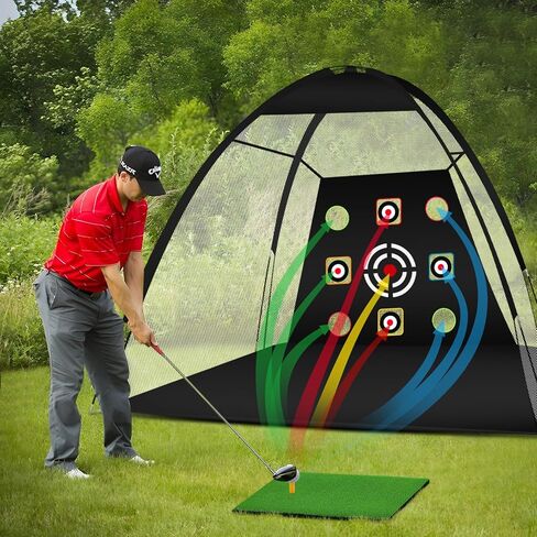 Golf Practice Net,10x7ft Golf Hitting Nets for Backyard Driving,Golf Chipping Swing with Targets /1 Golf Mat/10 Golf Balls/1 Golf Bag - Golf Accessories for Men Indoor Outdoor Home Sports Game in Kuwait