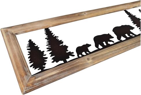 Young's Inc. لوحة فنية جدارية على شكل كابينة الدب الريفية - ديكور منزلي لغرفة النوم، وغرفة المعيشة، والحمام، والمكتب، والمزيد - مصنوعة من المعدن والخشب - 34 بوصة × 1.25 بوصة × 9.75 بوصة in Kuwait