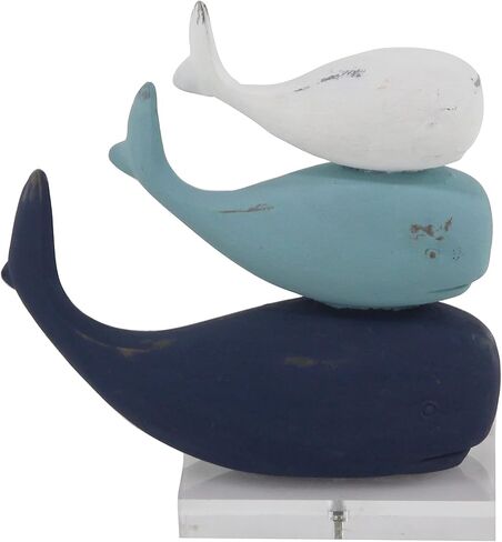 Deco 79 Polystone Whale Decorative Sculpture Home Decor Statue with Acrylic Base, Accent Figurine 8" x 4" x 8", Multi Colored in Saudi Arabia