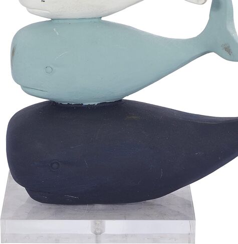 Deco 79 Polystone Whale Decorative Sculpture Home Decor Statue with Acrylic Base, Accent Figurine 8" x 4" x 8", Multi Colored in Saudi Arabia