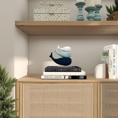 Deco 79 Polystone Whale Decorative Sculpture Home Decor Statue with Acrylic Base, Accent Figurine 8" x 4" x 8", Multi Colored in Saudi Arabia