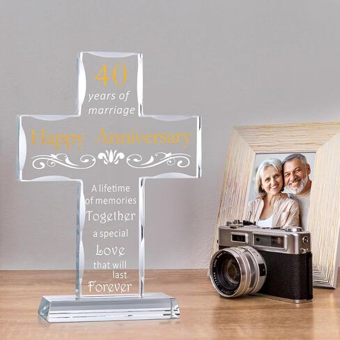 40th Anniversary Wedding Gift Women Men, Happy 40th Birthday Gifts, 40th Birthday Decorations, Desk, Rubby Wedding Gifts for Couples, Parents, Grandparents (40th Anniversary) in Saudi Arabia