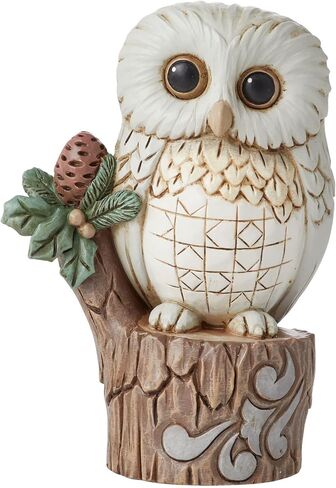 Enesco Jim Shore Heartwood Creek White Woodland Owl on Tree Stump Figurine, 4 Inch, Multicolor in Saudi Arabia