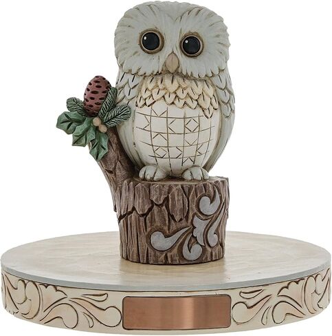 Enesco Jim Shore Heartwood Creek White Woodland Owl on Tree Stump Figurine, 4 Inch, Multicolor in Saudi Arabia