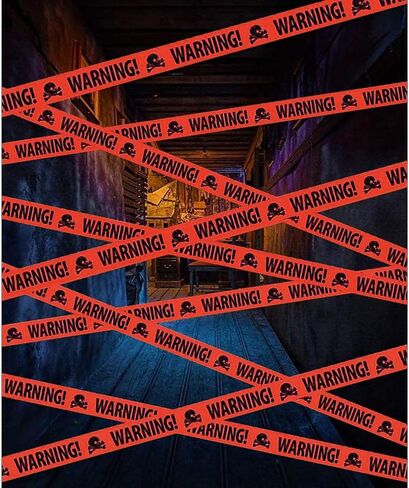 Yomiie Halloween Warning Caution Tapes, Orange skull Fright Barrier Tape - Outdoor Halloween Party Decorations, Crime Scene Decorate, Haunted House Props, Zombie Zone Indoor Decor Supplies in Saudi Arabia