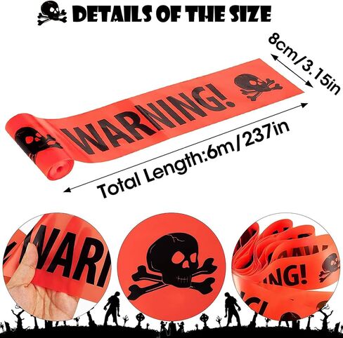 Yomiie Halloween Warning Caution Tapes, Orange skull Fright Barrier Tape - Outdoor Halloween Party Decorations, Crime Scene Decorate, Haunted House Props, Zombie Zone Indoor Decor Supplies in Saudi Arabia