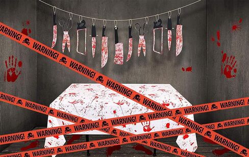 Yomiie Halloween Warning Caution Tapes, Orange skull Fright Barrier Tape - Outdoor Halloween Party Decorations, Crime Scene Decorate, Haunted House Props, Zombie Zone Indoor Decor Supplies in Saudi Arabia
