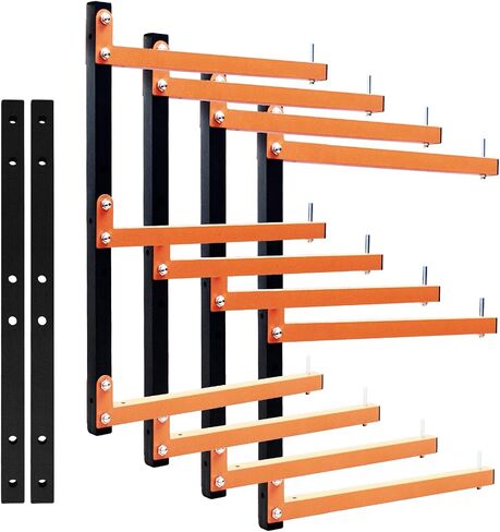 4 Packs Lumber Storage Rack, Lumber Rack Wall Mount, Heavy Duty Wood Storage Racks, 720 LB Sturdy Garage Wood Organizer with 2 Short Bars for Change, Orange Lumber Metal Racks in Saudi Arabia