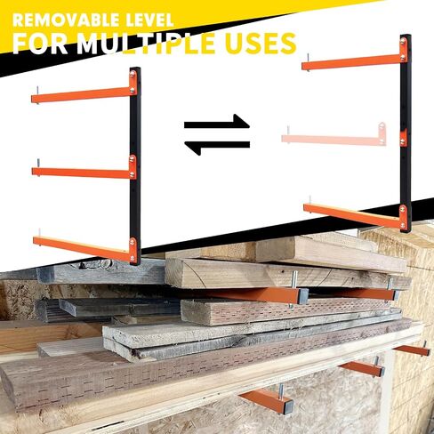 4 Packs Lumber Storage Rack, Lumber Rack Wall Mount, Heavy Duty Wood Storage Racks, 720 LB Sturdy Garage Wood Organizer with 2 Short Bars for Change, Orange Lumber Metal Racks in Saudi Arabia