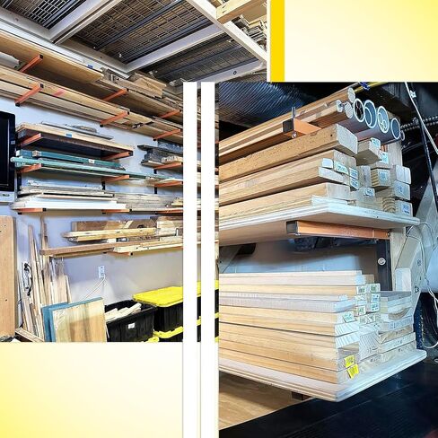 4 Packs Lumber Storage Rack, Lumber Rack Wall Mount, Heavy Duty Wood Storage Racks, 720 LB Sturdy Garage Wood Organizer with 2 Short Bars for Change, Orange Lumber Metal Racks in Saudi Arabia