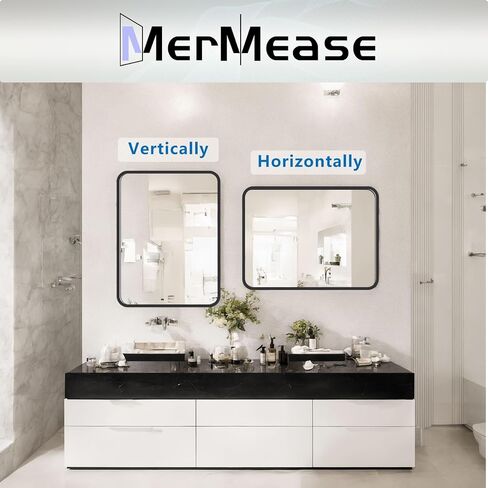 18"x24" Black Rectangle Mirror, Bathroom Mirrors for Over Sink, Rectangular Wall-Mounted Mirrors, Framed Mirror for Wall, Bathroom Vanity Mirror, Black Modern Mirror for Entryway, Fireplace in Saudi Arabia