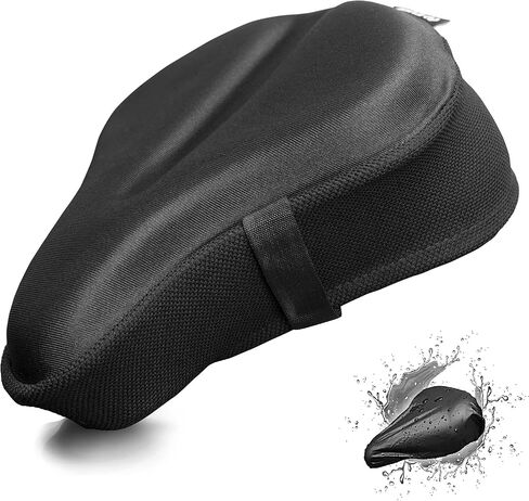 Gel Bike Seat Cushion Cover Compatible with Peloton Stationary Spin Exercise Bicycle Seat Padded Cushion Cover Pad Road Cycling Indoor Cycle Both Waterproof Rain Cover in Saudi Arabia