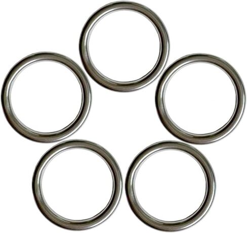 Metal O Ring, 5 Pack 2 inch Seamless O Ring Stainless Steel Rings Heavy Duty Ring Smooth Solid Multi-Purpose Metal Ring for Macrame, DIY Crafts, Dog Leashes, Key-chain, 6mm x 40mm in Saudi Arabia
