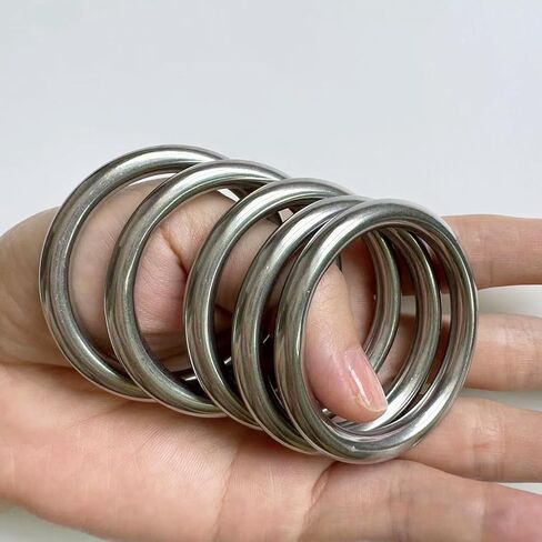 Metal O Ring, 5 Pack 2 inch Seamless O Ring Stainless Steel Rings Heavy Duty Ring Smooth Solid Multi-Purpose Metal Ring for Macrame, DIY Crafts, Dog Leashes, Key-chain, 6mm x 40mm in Saudi Arabia