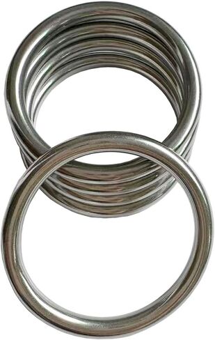 Metal O Ring, 5 Pack 2 inch Seamless O Ring Stainless Steel Rings Heavy Duty Ring Smooth Solid Multi-Purpose Metal Ring for Macrame, DIY Crafts, Dog Leashes, Key-chain, 6mm x 40mm in Saudi Arabia