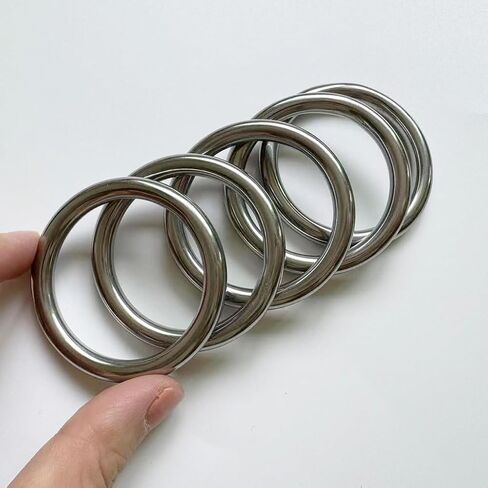 Metal O Ring, 5 Pack 2 inch Seamless O Ring Stainless Steel Rings Heavy Duty Ring Smooth Solid Multi-Purpose Metal Ring for Macrame, DIY Crafts, Dog Leashes, Key-chain, 6mm x 40mm in Saudi Arabia