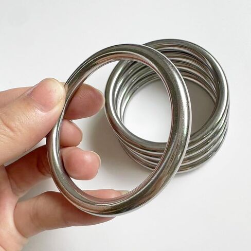 Metal O Ring, 5 Pack 2 inch Seamless O Ring Stainless Steel Rings Heavy Duty Ring Smooth Solid Multi-Purpose Metal Ring for Macrame, DIY Crafts, Dog Leashes, Key-chain, 6mm x 40mm in Saudi Arabia