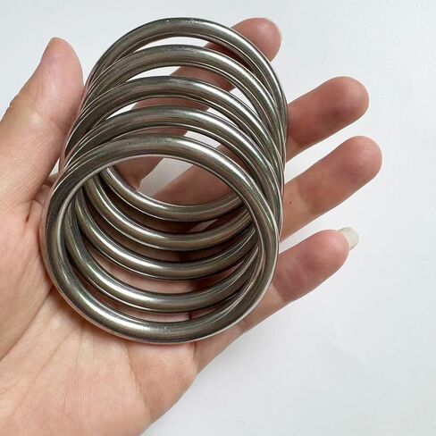 Metal O Ring, 5 Pack 2 inch Seamless O Ring Stainless Steel Rings Heavy Duty Ring Smooth Solid Multi-Purpose Metal Ring for Macrame, DIY Crafts, Dog Leashes, Key-chain, 6mm x 40mm in Saudi Arabia