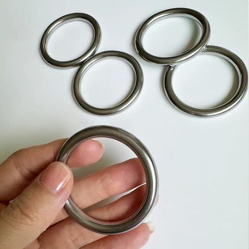 Metal O Ring, 5 Pack 2 inch Seamless O Ring Stainless Steel Rings Heavy Duty Ring Smooth Solid Multi-Purpose Metal Ring for Macrame, DIY Crafts, Dog Leashes, Key-chain, 6mm x 40mm in Saudi Arabia