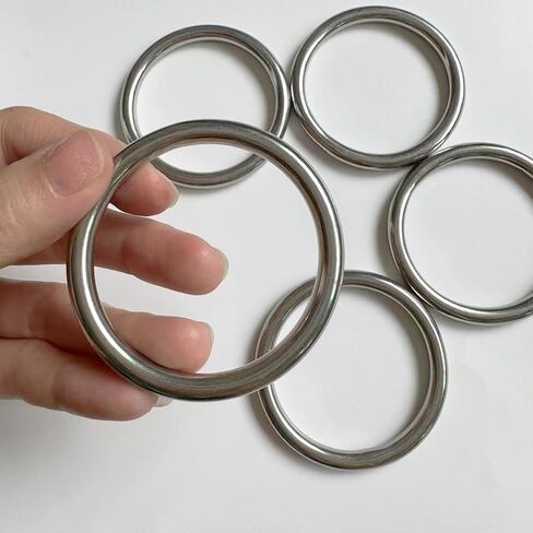 Metal O Ring, 5 Pack 2 inch Seamless O Ring Stainless Steel Rings Heavy Duty Ring Smooth Solid Multi-Purpose Metal Ring for Macrame, DIY Crafts, Dog Leashes, Key-chain, 6mm x 40mm in Saudi Arabia