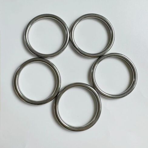 Metal O Ring, 5 Pack 2 inch Seamless O Ring Stainless Steel Rings Heavy Duty Ring Smooth Solid Multi-Purpose Metal Ring for Macrame, DIY Crafts, Dog Leashes, Key-chain, 6mm x 40mm in Saudi Arabia