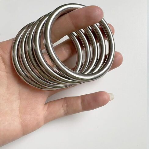 Metal O Ring, 5 Pack 2 inch Seamless O Ring Stainless Steel Rings Heavy Duty Ring Smooth Solid Multi-Purpose Metal Ring for Macrame, DIY Crafts, Dog Leashes, Key-chain, 6mm x 40mm in Saudi Arabia