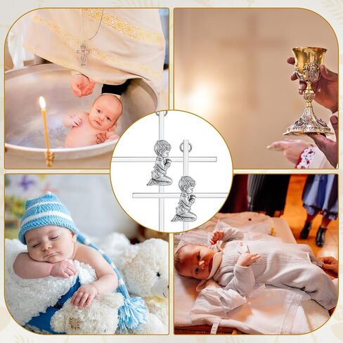 Leinuosen 4 Pcs Baby Wall Cross Baptism Gift 8 x 4 Inch Silver Blessing Boy Baptism Crosses First Communion Gifts for Boys from Godparents Christening Dedication Baptismal Cross Decor for Baby Shower in Saudi Arabia