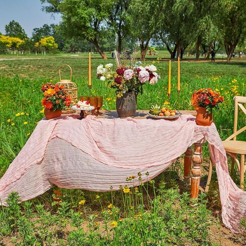 DOLOPL Beige Table Runner 10FT Cheesecloth Table Runner for Wedding Decorations Gauze Cheese Cloth Table Runner for Baby Shower Decorations Sheer Centerpiece Table Decorations Party in Kuwait