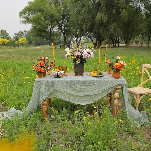 DOLOPL Beige Table Runner 10FT Cheesecloth Table Runner for Wedding Decorations Gauze Cheese Cloth Table Runner for Baby Shower Decorations Sheer Centerpiece Table Decorations Party in Kuwait