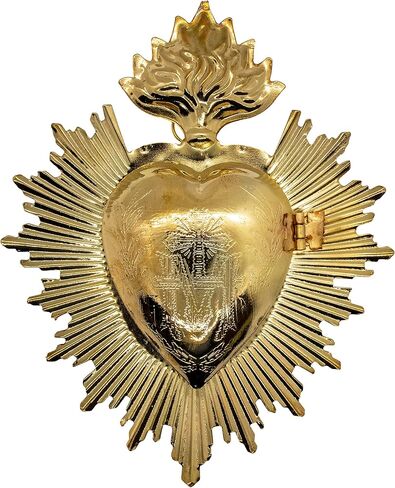 زينة حائط على شكل قلب من Milagro Ex Voto | ديكور منزلي جميل على شكل قلب مقدس | هدية كاثوليكية عظيمة للمناولة المقدسة الأولى والتثبيت | 5.25 بوصة طول | مساحة مدلاة للحلي الصغيرة in Saudi Arabia